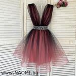 Официална коктейлна рокля омбре в цвят пепел от рози