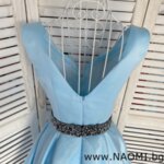 Официална коктейлна рокля от луксозна тафта в кралско син цвят-Copy