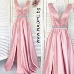 Официална дълга рокля изработена от луксозна тафта в розов цвят