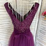 Официална дълга рокля с пайети в цвят бордо-Copy
