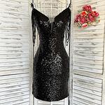 Официална коктейлна рокля с пайети в черен цвят