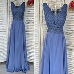 Официална рокля от луксозен шифон с дантела и мъниста в небесно син цвят-Copy