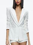 JUDITH SHEER LACE NOTCH COLLAR BLAZER