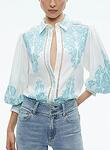 LORYN EMBR BTN DWN BLOUSE