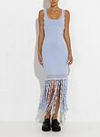 SIGNA S/L LATTICE FRINGE DRESS