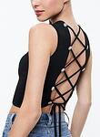 LOE LACE UP BACK SLEEVELESS SWEATER