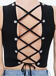 LOE LACE UP BACK SLEEVELESS SWEATER