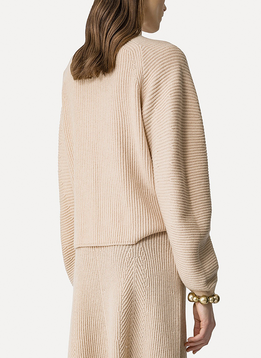 cashmere wool ribbed half moon sweater