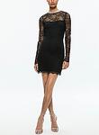 DELORA EMBELL NK LS LACE MINI DRESS