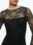 DELORA EMBELL NK LS LACE MINI DRESS