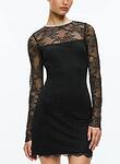 DELORA EMBELL NK LS LACE MINI DRESS