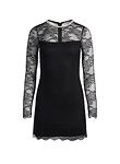 DELORA EMBELL NK LS LACE MINI DRESS