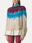 dip-dyed mohair cable knit roundneck sweater