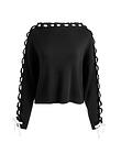 CALANDRA BALLON SLV PULLOVER W LACE UP SLV