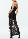 GEORGIE EMBELL STRAPLESS HI SLIT GOWN W COLLAR