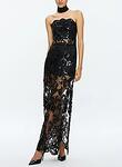 GEORGIE EMBELL STRAPLESS HI SLIT GOWN W COLLAR