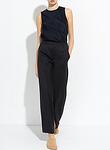 viscose wool slub flat front pants