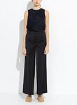 viscose wool slub flat front pants