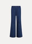 cotton denim cavalry elasticated wide leg pants