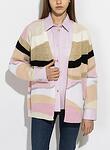 graphic intarsia cotton wool cardigan