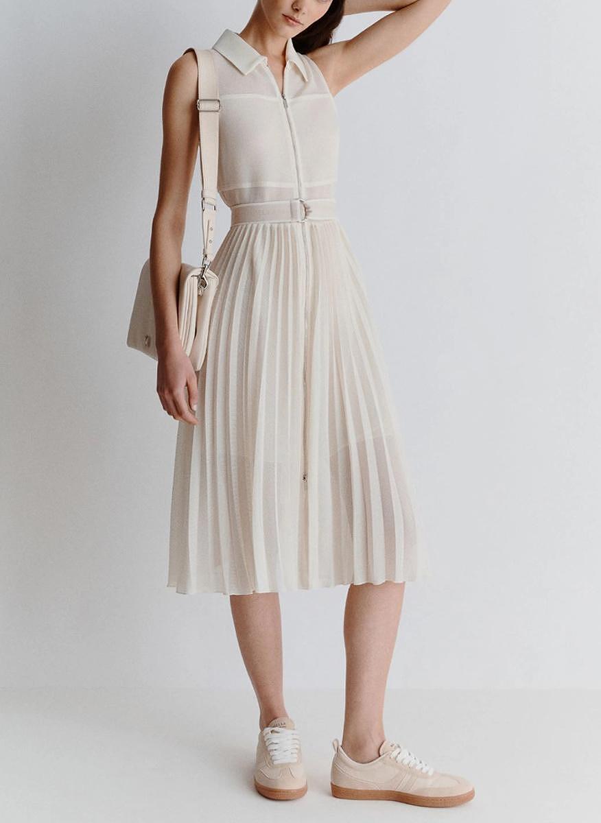 Плисирана рокля Marella Monochrome Cereale