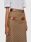 SKIRT GG CANVAS W/LEATHER