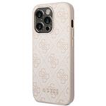 Оригинален кейс Guess Metal Gold Logo за iPhone 14 Pro Max Pink