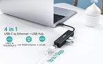 Хъб Cheotech , 4в1, USB-C, 3x USB 3.0, Ethernet RJ-45, сив (HUB-U02BK)