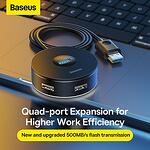 BASEUS HUB 4in1 USB към USB3.0 + 3xUSB2.0 CAHUB-U01 черен