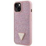 Оригинален кейс Guess Rhinestone Triangle за iPhone 14 Pink