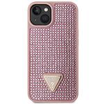 Оригинален кейс Guess Rhinestone Triangle за iPhone 14 Pink