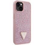 Оригинален кейс Guess Rhinestone Triangle за iPhone 14 Pink