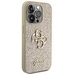 Кейс Guess Glitter Script Big 4G за iPhone 15 Pro Gold