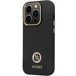 Кейс Guess за iPhone 14 Pro - черен силикон с лого Strass 4G