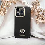 Кейс Guess за iPhone 14 Pro - черен силикон с лого Strass 4G