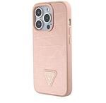 Оригинален кейс Guess Croco Triangle Metal Logo за iPhone 15 Pro Max Pink