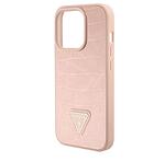 Оригинален кейс Guess Croco Triangle Metal Logo за iPhone 15 Pro Max Pink