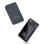 Techsuit - Безжична мобилна батерия с технология MagSafe (PB-WM1) - 2x Type-C, USB, бутон ON/OFF с цифров дисплей, 22.5W, 10000mAh - Черен