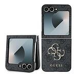 GUESS Leather 4G Metal Logo Калъф за Samsung Galaxy Z Flip 6 - Черен