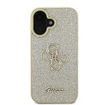 Оригинален кейс GUESS Hardcase Fixed Glitter Big 4G GUHCP16SHG4SGD за iPhone 16 - Златен