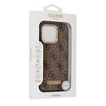 Кафяв кейс GUESS 4G Logo Plate MagSafe за iPhone 16 Pro