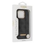 Черен кейс GUESS 4G Logo Plate MagSafe за iPhone 16 Pro Max