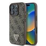 Кейс GUESS hardcase Leather 4G Triangle Strass за iPhone 16 Pro Max кафяв