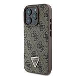 Кейс GUESS hardcase Leather 4G Triangle Strass за iPhone 16 Pro Max кафяв