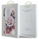 Оригинален кейс GUESS Liquid Glitter Flower MagSafe за iPhone 16 розов