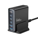 Зарядна станция TECH-PROTECT DC140W-GAN 5-PORT DESKTOP CHARGER PD140W/QC3.0 BLACK