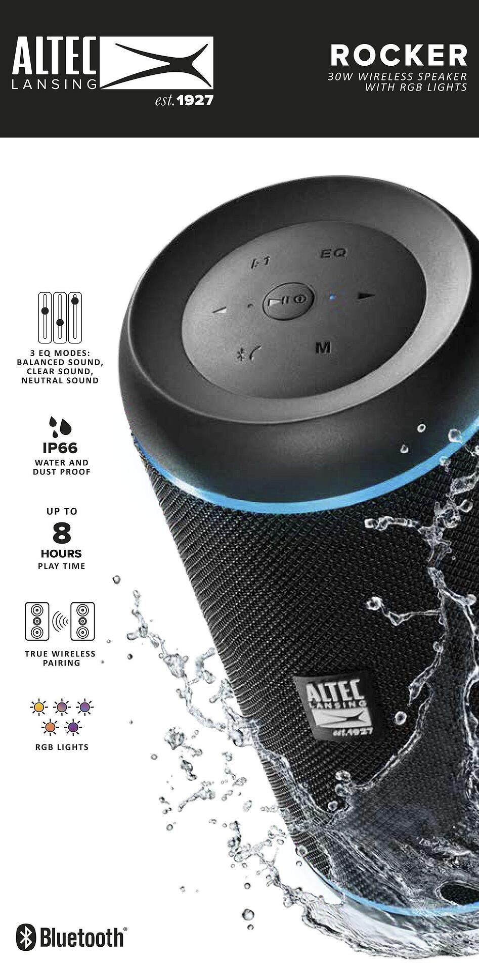 Altec Lansing Bluetooth колонка Rocker 30W, Черна