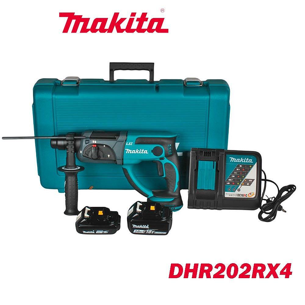 Перфоратор акумулаторен Makita DHR202RX4, 18V, 1x1.5Ah/1x3Ah, LXT, SDS-plus, 1.9J