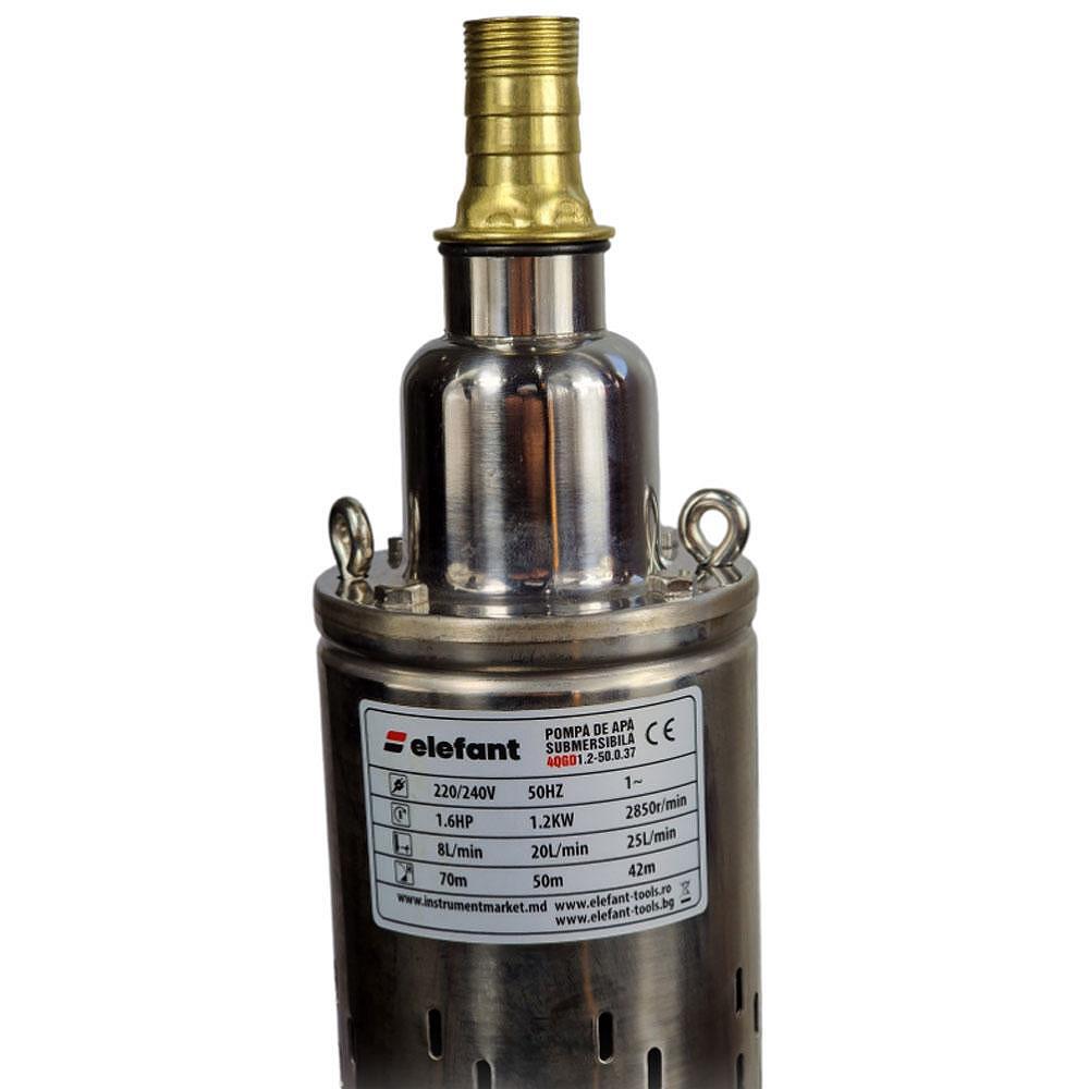 Винтова сондажна помпа 1200W, 2850 об.мин, 25 л. мин ELEFANT 4QGD1.2-50-0.37
