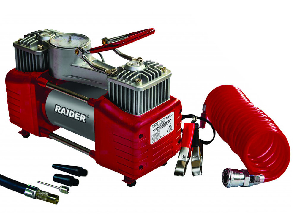 Компресор 12V  метален 300W 70L/min 2 цилиндъра с аксесоари RD-AC14 RAIDER